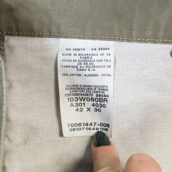Wrangler Riggs Workwear Size 42 x 30 green cargo multi-pocket work/carpenter pan - Picture 14 of 15